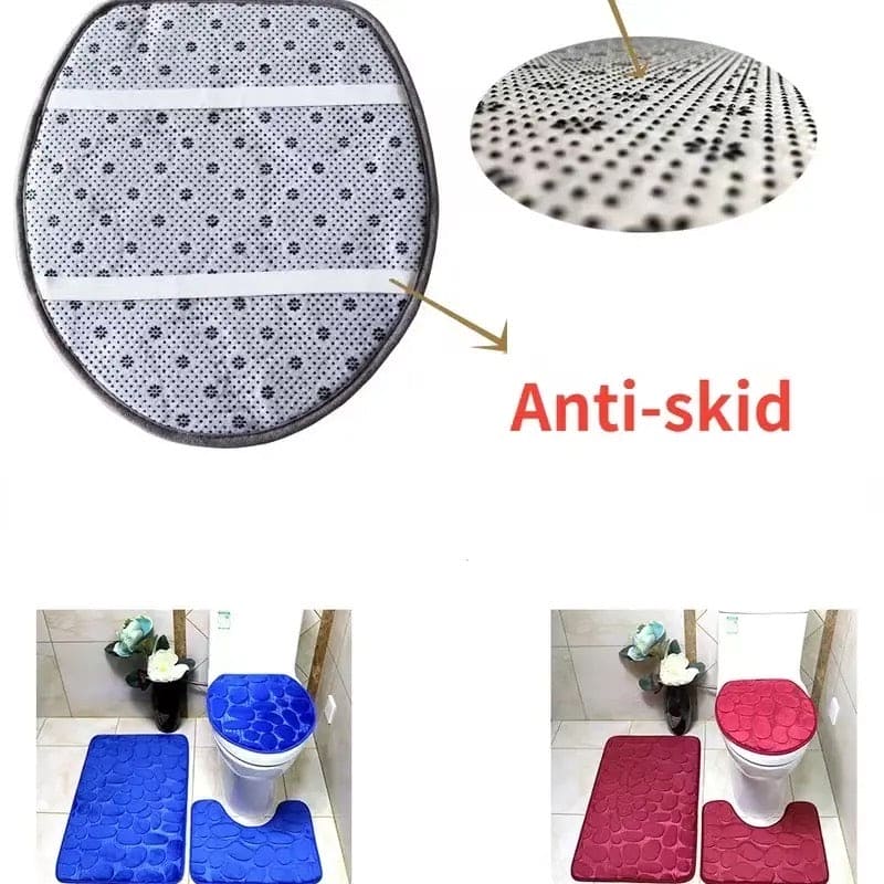 Set Of 3 Bathroom Mat, U-Shaped Contour Mat and Toilet Seat Cover ,Toilet Anti Slip Absorbent Rug, Pebbles Bathtub Decor Carpet, Soft Non Slip Cobblestone Mat, Memory Foam Pebble Shower Mat, Quick Drying Bathroom Mat Set Of 3 Bathroom Mat, U-Shaped Contour Mat and Toilet Seat Cover ,Toilet Anti Slip Absorbent Rug, Pebbles Bathtub Decor Carpet, Soft Non Slip Cobblestone Mat, Memory Foam Pebble Shower Mat, Quick Drying Bathroom Mat
